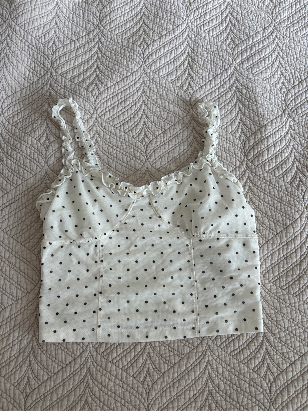 Aeropostale White Tank Top with Black Polka Dots - Size XS